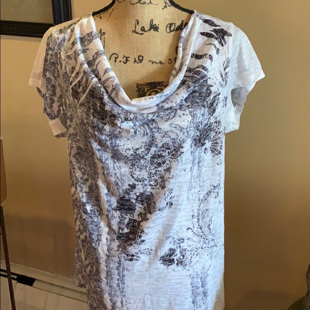 Coldwater Creek Burnout Patterned T Shirt
